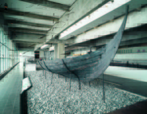 One of the old ships in the Viking Ship Museum